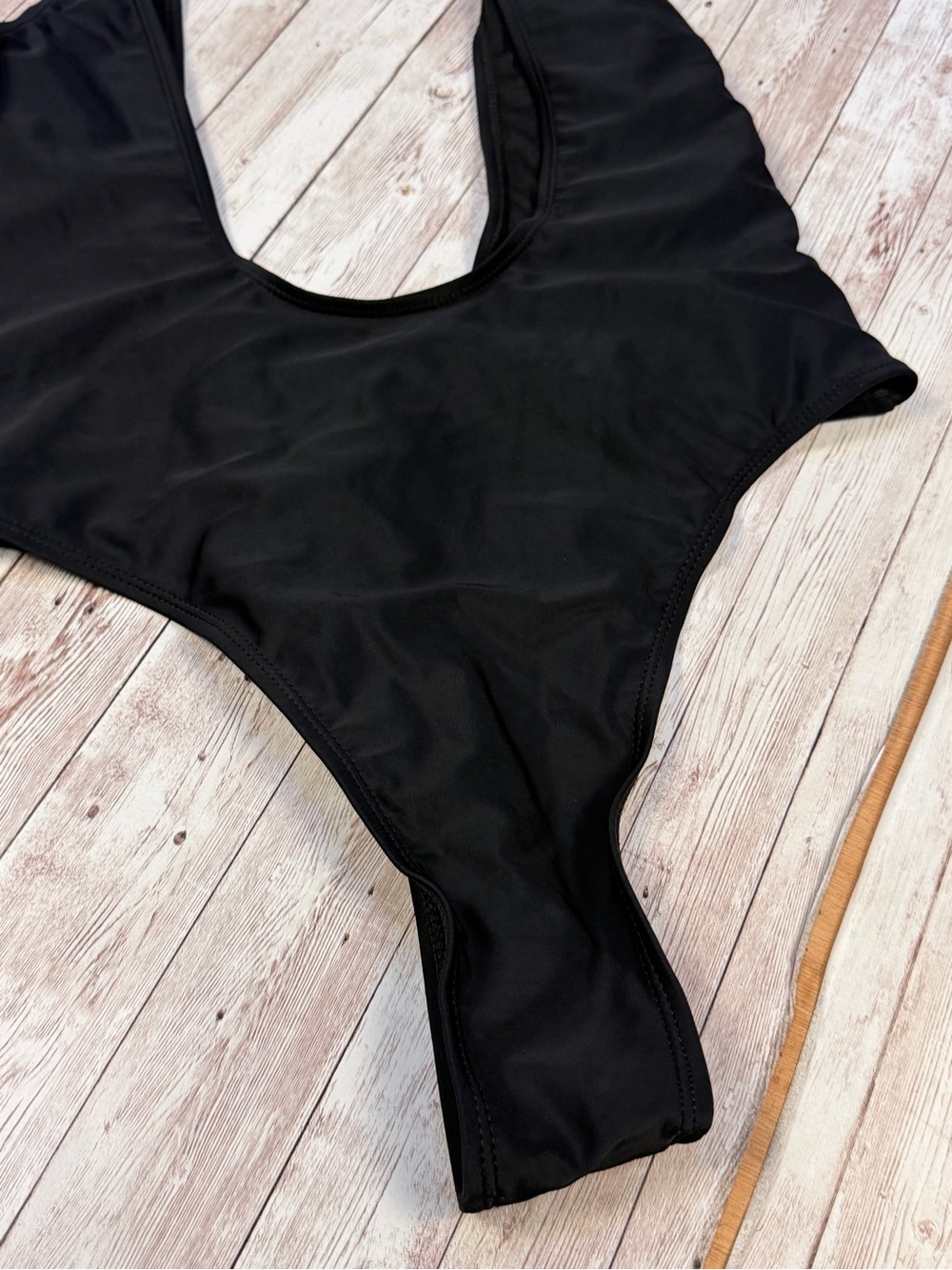 Black One-Piece Scoop Front Swimsuit - Picture 3 of 7
